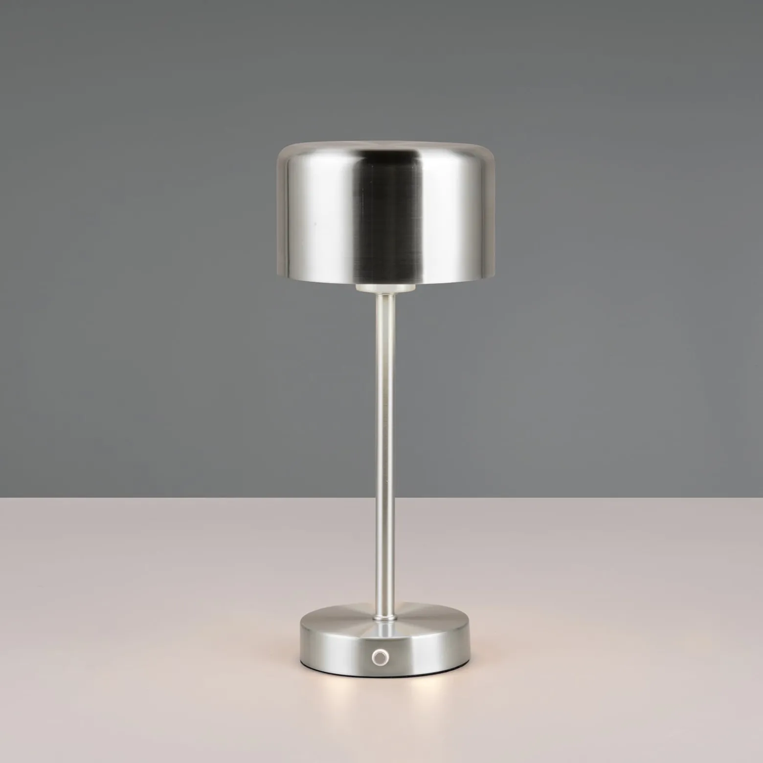 LED-Akku-Tischleuchte Jeff, nickelfarben, Höhe 30 cm, Metall