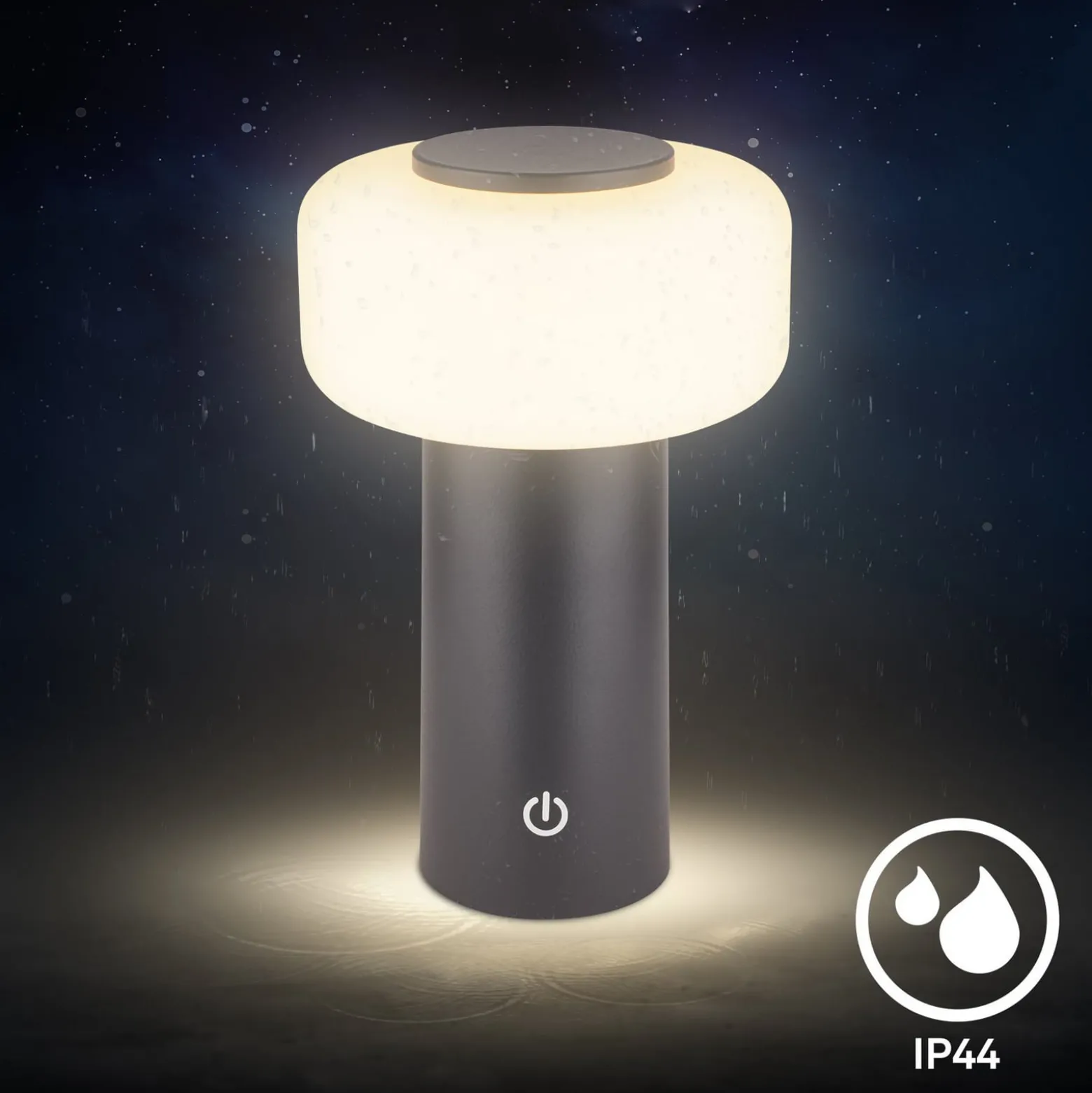 LED-Akku-Tischleuchte Juna, anthrazit, IP44, dimmbar, 20 cm