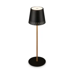 LED-Akku-Tischleuchte Kiki, schwarz/gold, IP44, 3.000K