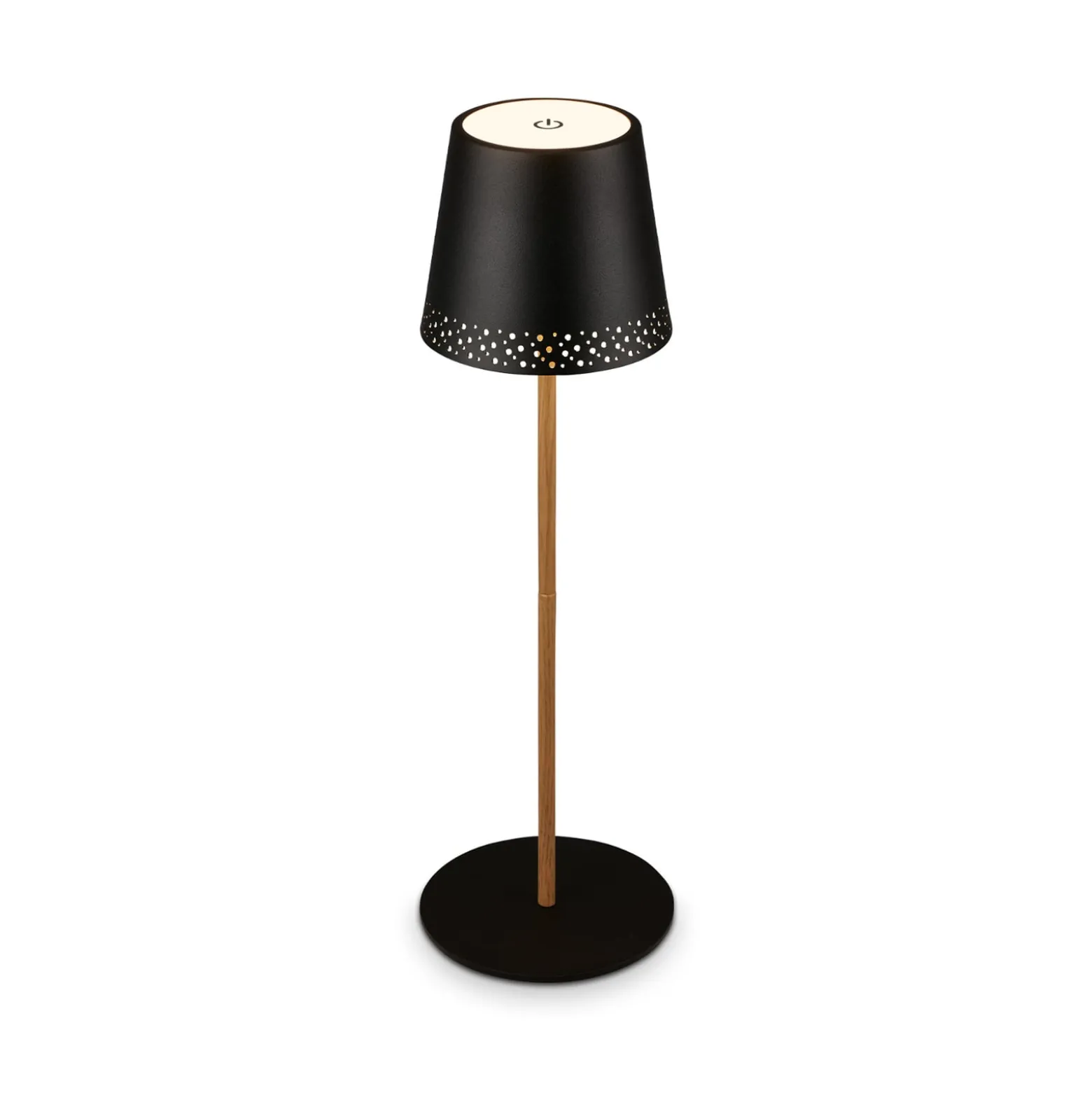 LED-Akku-Tischleuchte Kiki, schwarz/gold, IP44, 3.000K