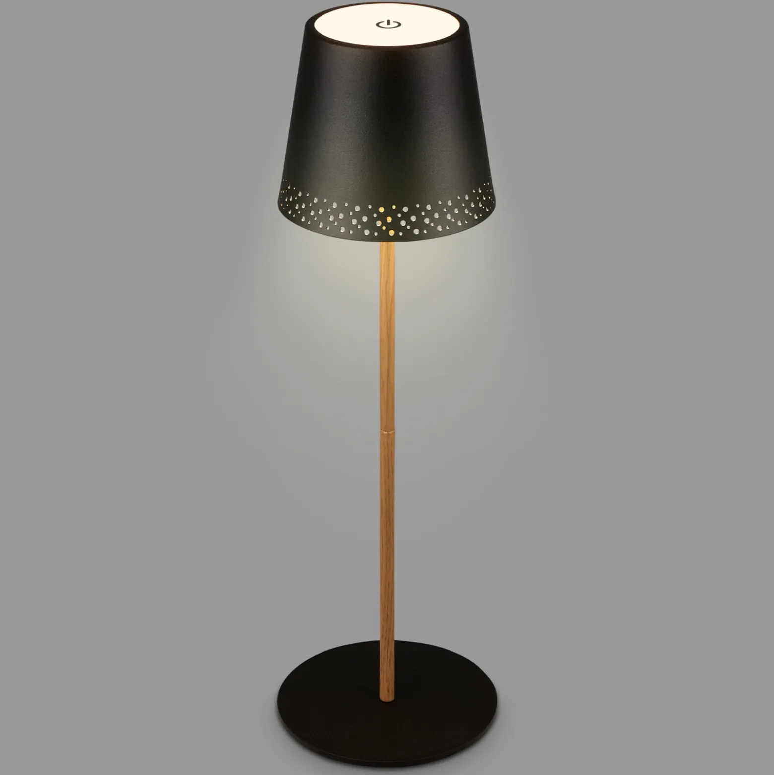 LED-Akku-Tischleuchte Kiki, schwarz/gold, IP44, 3.000K