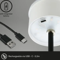 LED-Akku-Tischleuchte Kiki, schwarz, IP44, 3.000 K, RGBW