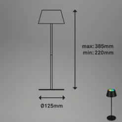 LED-Akku-Tischleuchte Kiki, schwarz, IP44, 3.000 K, RGBW