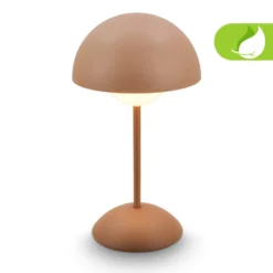 LED-Akku-Tischleuchte Kugle, braun, Metall, IP44, dimmbar