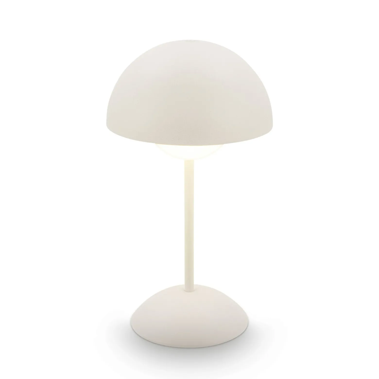LED-Akku-Tischleuchte Kugle, weiß, Metall, IP44, dimmbar