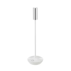 LED-Akkutischleuchte Nucandle, weiß/silber, IP54, dimmbar