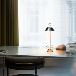 LED-Akkutischleuchte Nudiderot, chrom, Alu, IP54, dimmbar
