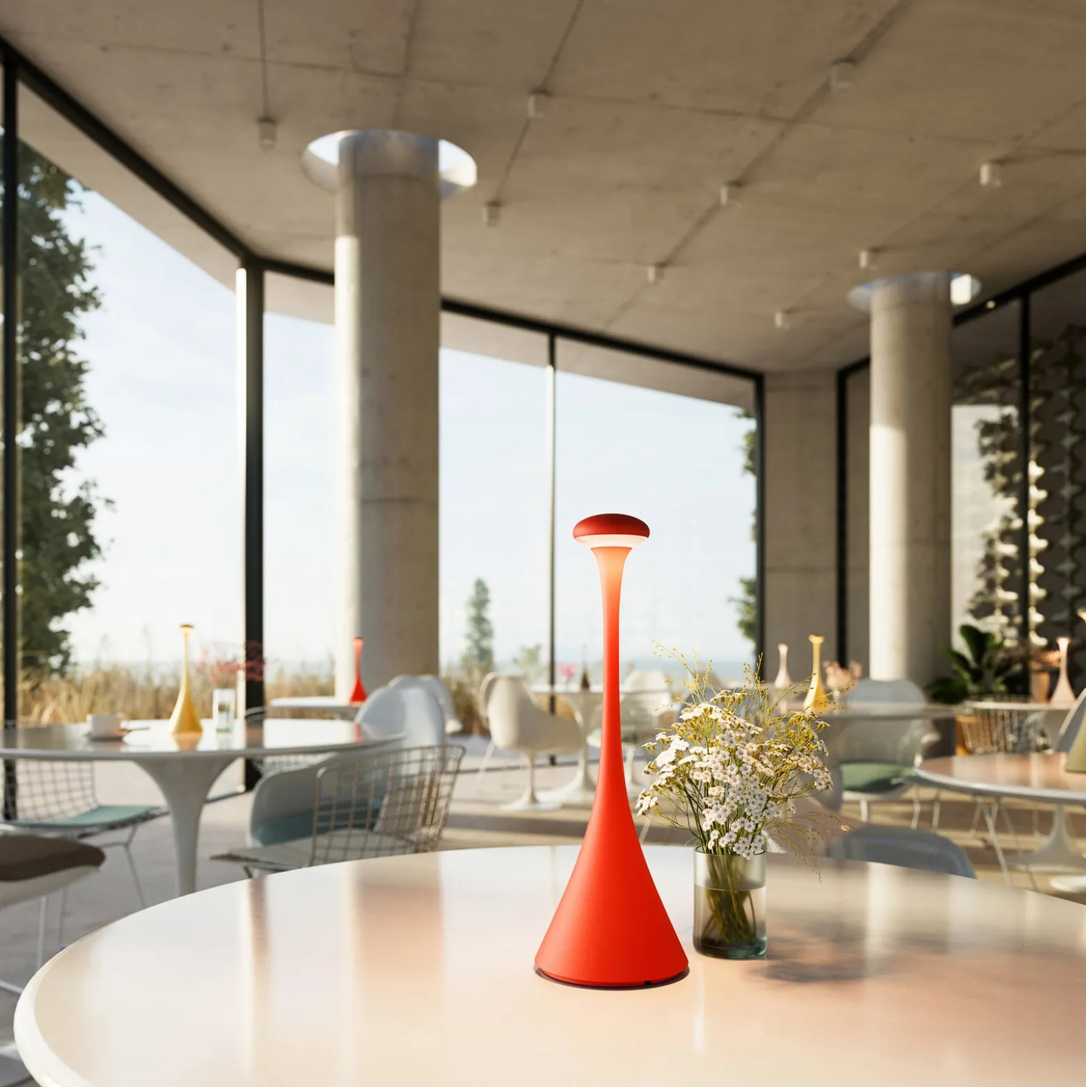 LED-Akku-Tischleuchte Nudrop, IP54, feuerrot