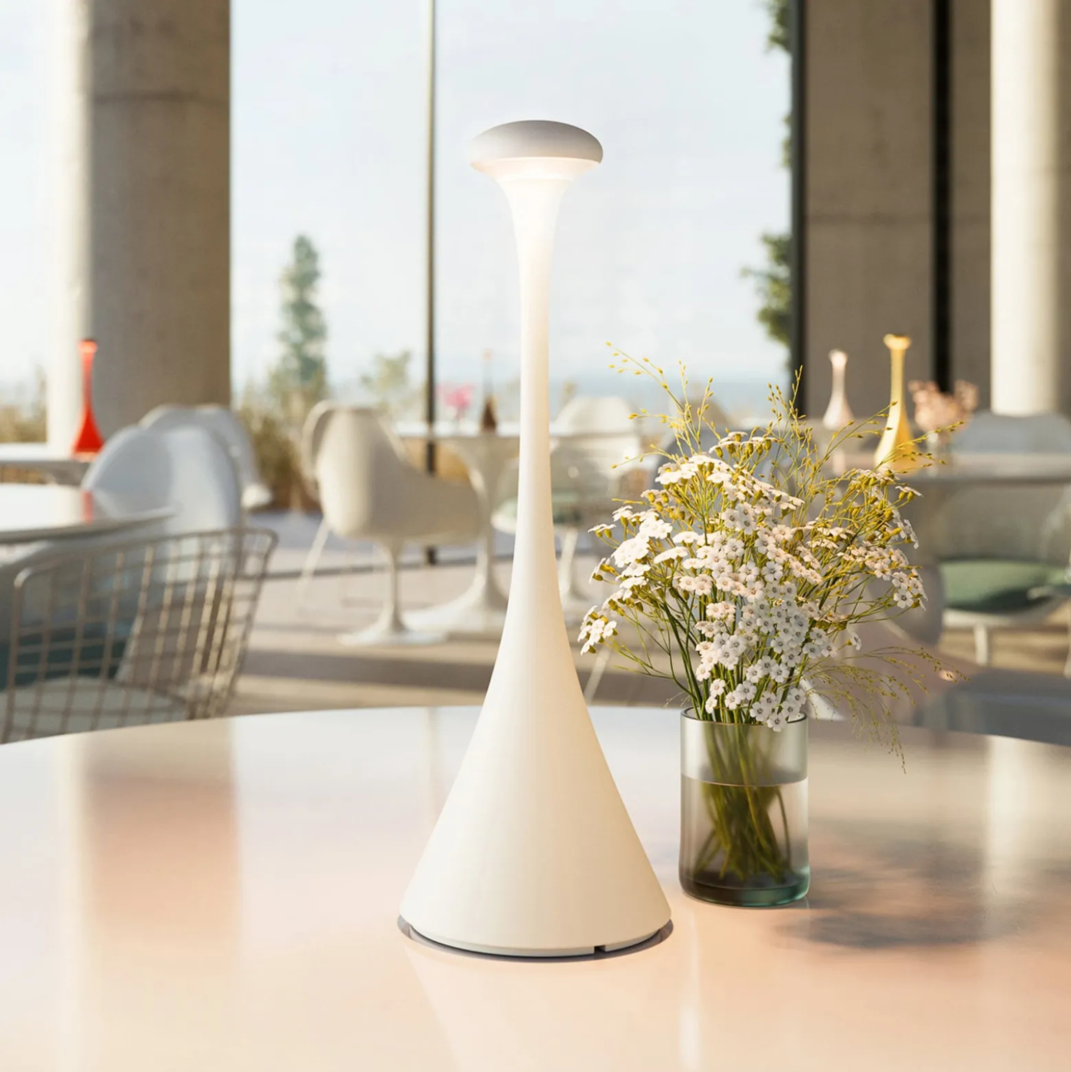 LED-Akku-Tischleuchte Nudrop, IP54, schneeweiß