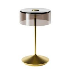 LED-Akkutischleuchte Numotion, gold, Glas, IP54, dimmbar
