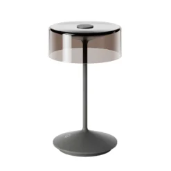 LED-Akkutischleuchte Numotion, graphit, Glas, IP54, dimmbar