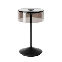 LED-Akkutischleuchte Numotion, schwarz, Glas, IP54, dimmbar