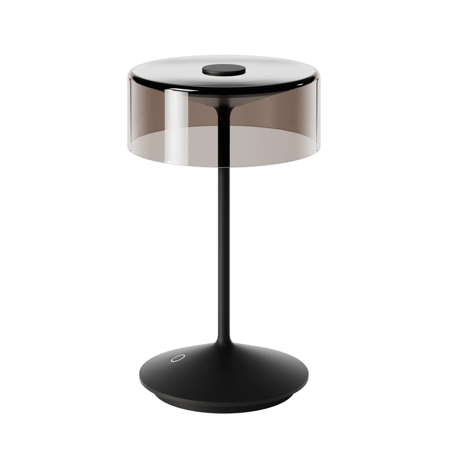 LED-Akkutischleuchte Numotion, schwarz, Glas, IP54, dimmbar