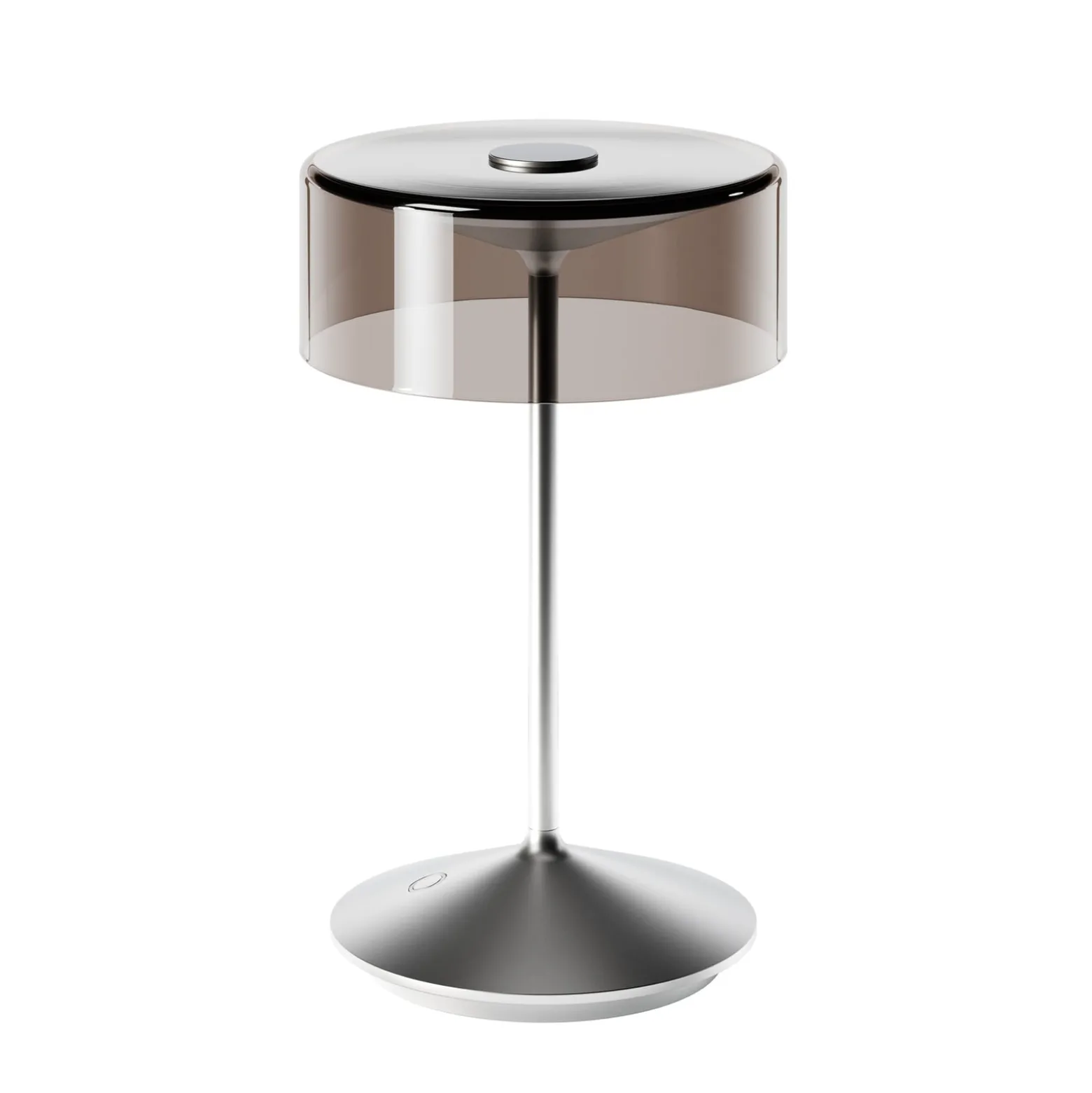 LED-Akkutischleuchte Numotion, silber, Glas, IP54, dimmbar