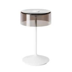 LED-Akkutischleuchte Numotion, weiß, Glas, IP54, dimmbar