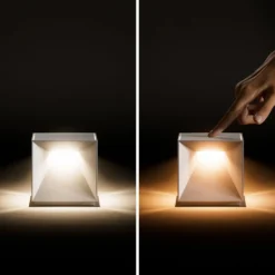 LED-Akku-Tischleuchte Nutalis, nebelgrau, IP54, dimmbar