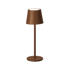 LED-Akku-Tischleuchte Roxi, rostfarben, Metall, IP54, Dimmer