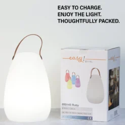 LED-Akku-Tischleuchte Ruby, Ø 18 cm, weiß, IP44, RGB dimmbar