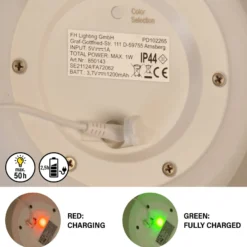 LED-Akku-Tischleuchte Ruby, Ø 18 cm, weiß, IP44, RGB dimmbar