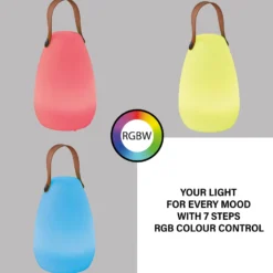 LED-Akku-Tischleuchte Ruby, Ø 18 cm, weiß, IP44, RGB dimmbar