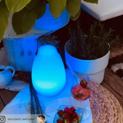 LED-Akku-Tischleuchte Ruby, Ø 18 cm, weiß, IP44, RGB dimmbar