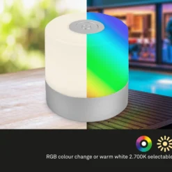 LED-Akku-Tischleuchte Smal, chrom, RGBW, Kunststoff, 7 cm