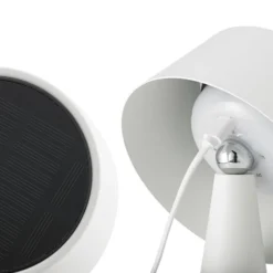 LED-Akku-Tischleuchte Solino, weiß, Solar/USB, 26 cm, IP44