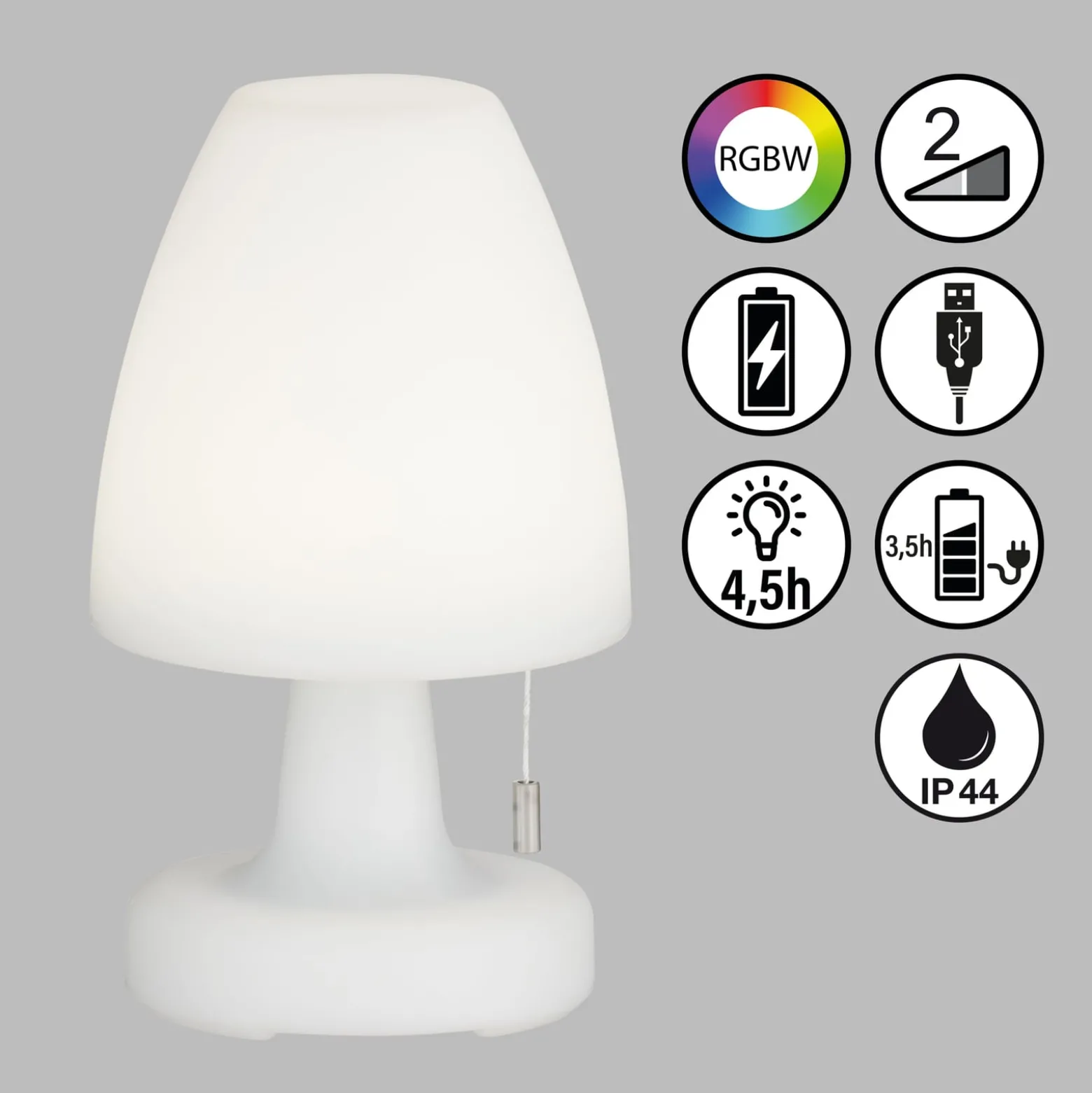 LED-Akku-Tischleuchte Termoli konisch, Höhe 25 cm