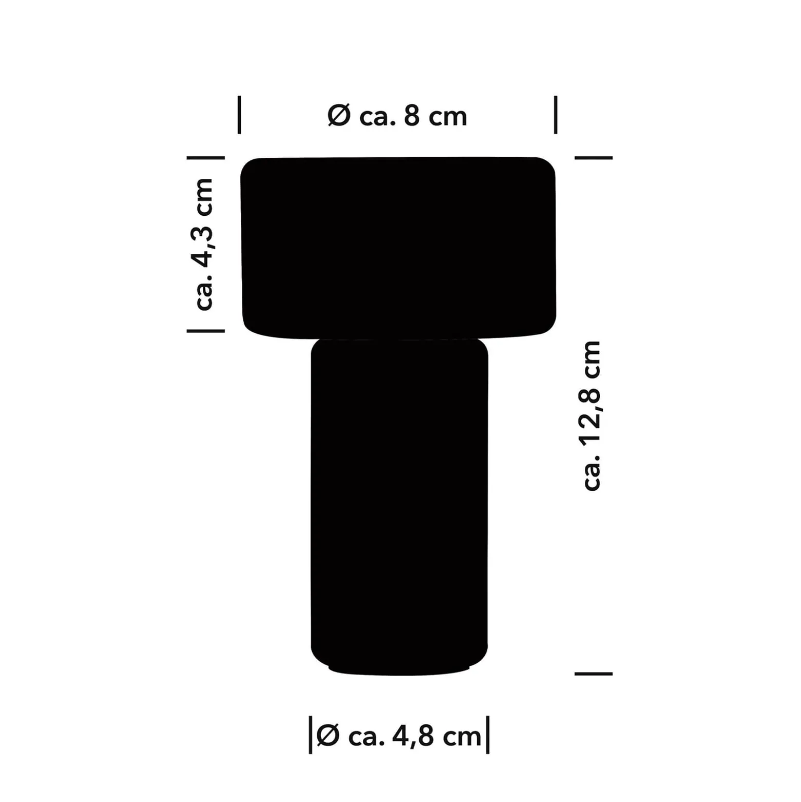 LED-Akku-Tischleuchte Tiny-B, schwarz, Höhe 13 cm, IP54, USB