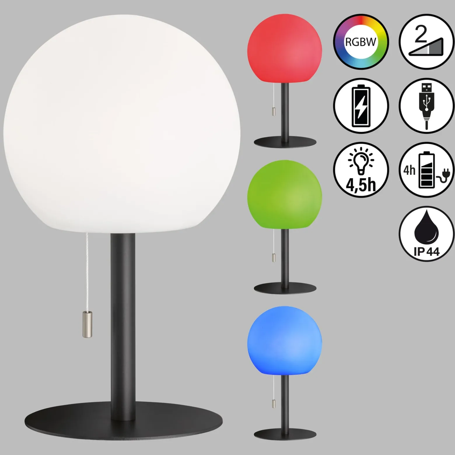 LED-Akku-Tischleuchte Trivento, sandschwarz