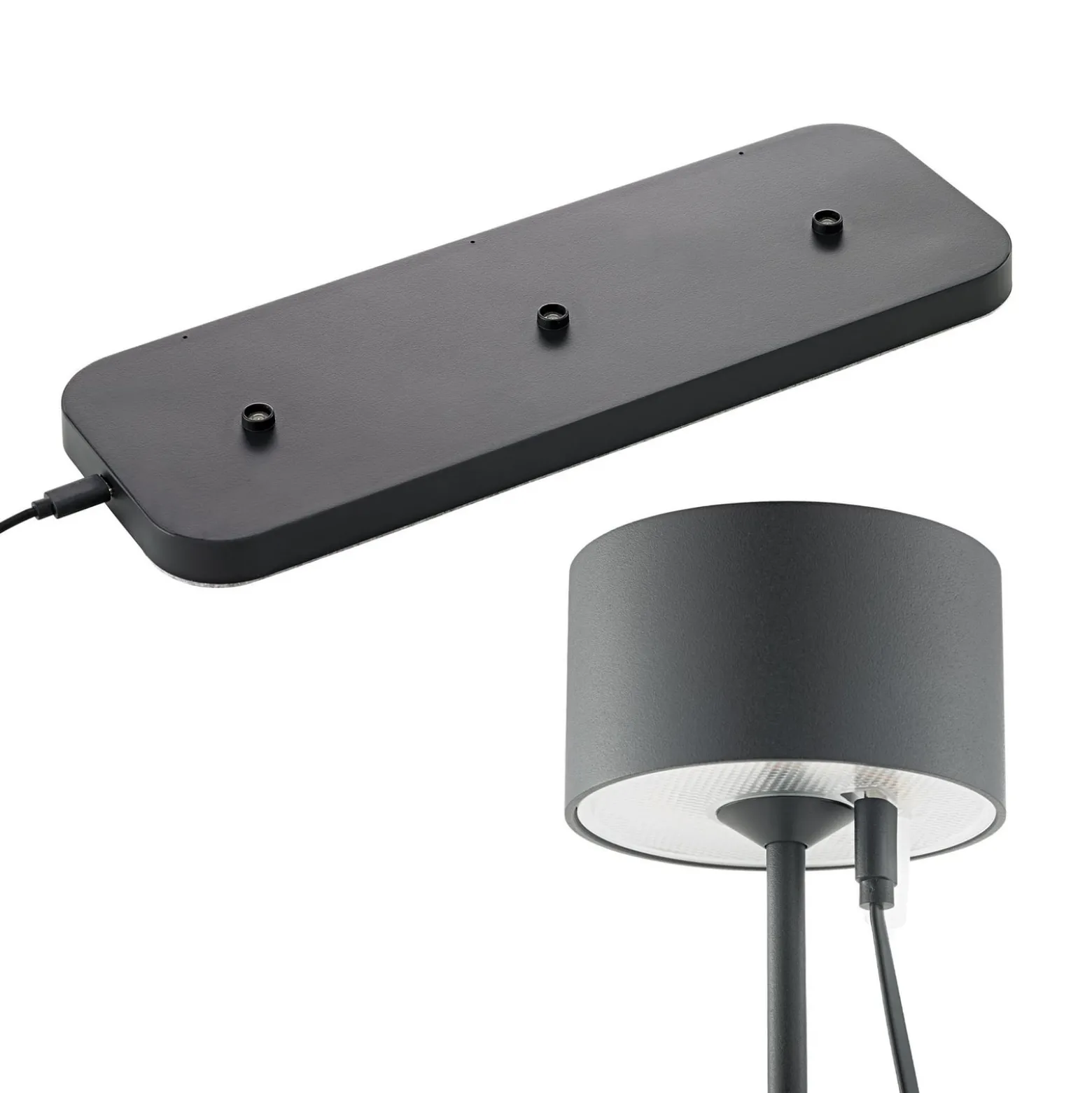 LED-Akku-Tischleuchte Veluna, schwarz, 3er-Set, 25 cm, IP44