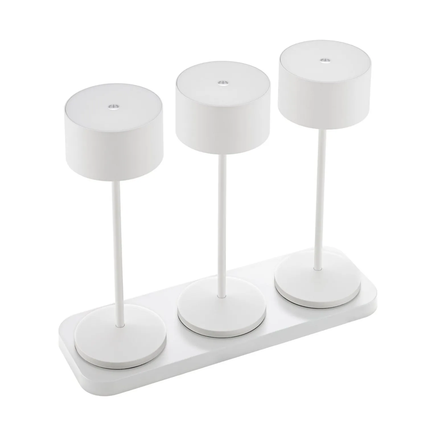 LED-Akku-Tischleuchte Veluna, weiß, 3er-Set, 25 cm, IP44