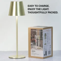 LED-Akku-Tischleuchte Viletto, messingfarben, IP54