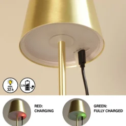 LED-Akku-Tischleuchte Viletto, messingfarben, IP54