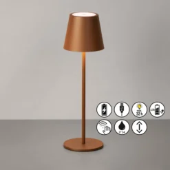 LED-Akku-Tischleuchte Viletto, rostfarben, Höhe 36 cm, IP54