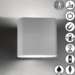 LED-Akkuwandlampe Magnetic, silber, up & down, Breite 10 cm