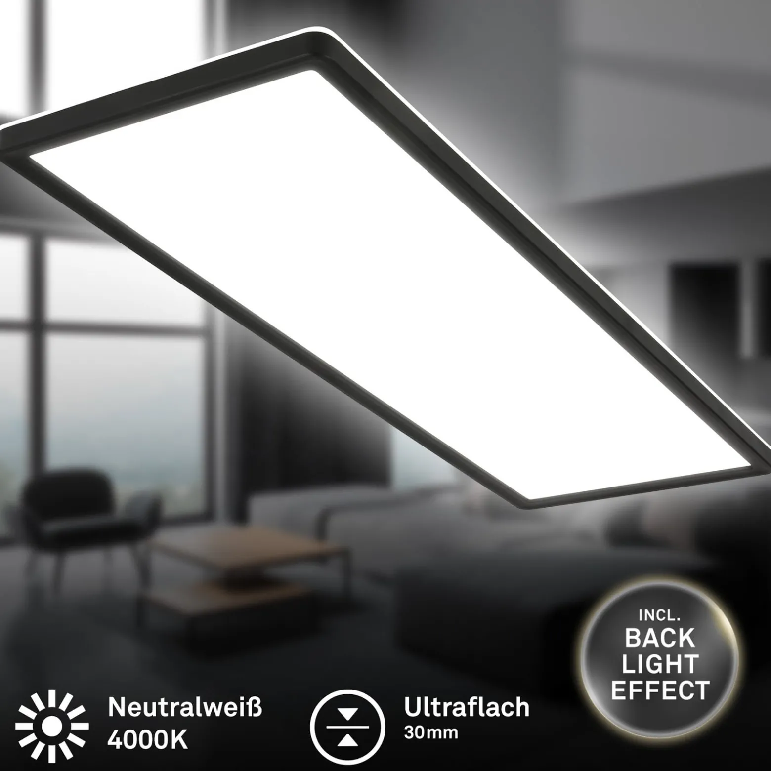 LED-Anbaupanel Slim 58x20cm on/off 4.000K schwarz