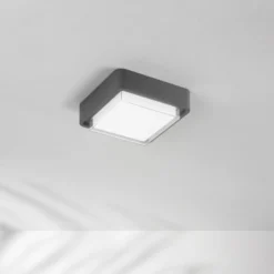 LED-Außendeckenleuchte Diuk, dunkelgrau, Metall, IP65