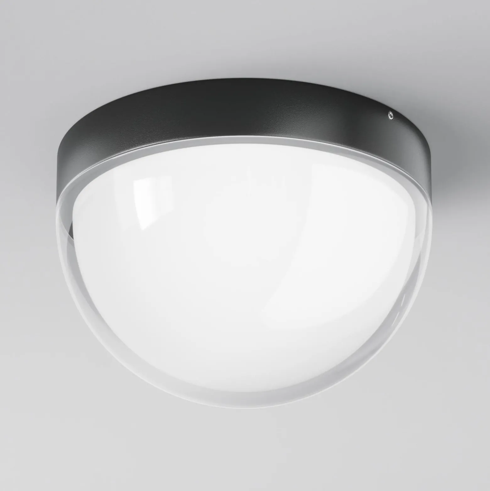 LED-Außendeckenleuchte Mon, graphit, Ø 18 cm, IP65, 3.000K