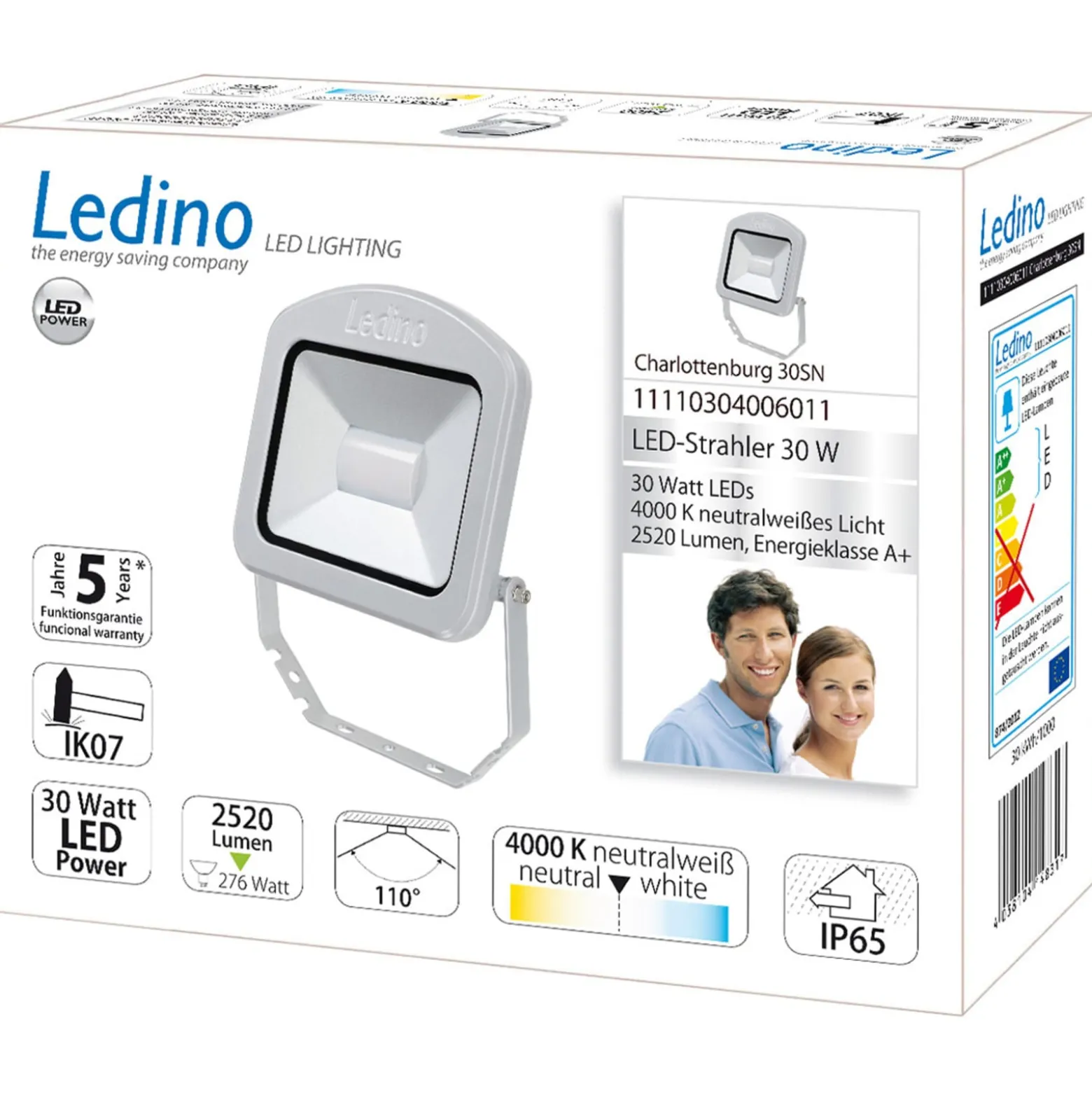LED-Außenstrahler Charlottenburg silber 30W 4.000K