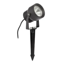 LED-Außenstrahler Irina, Erdspieß, Stecker, grau, Metall