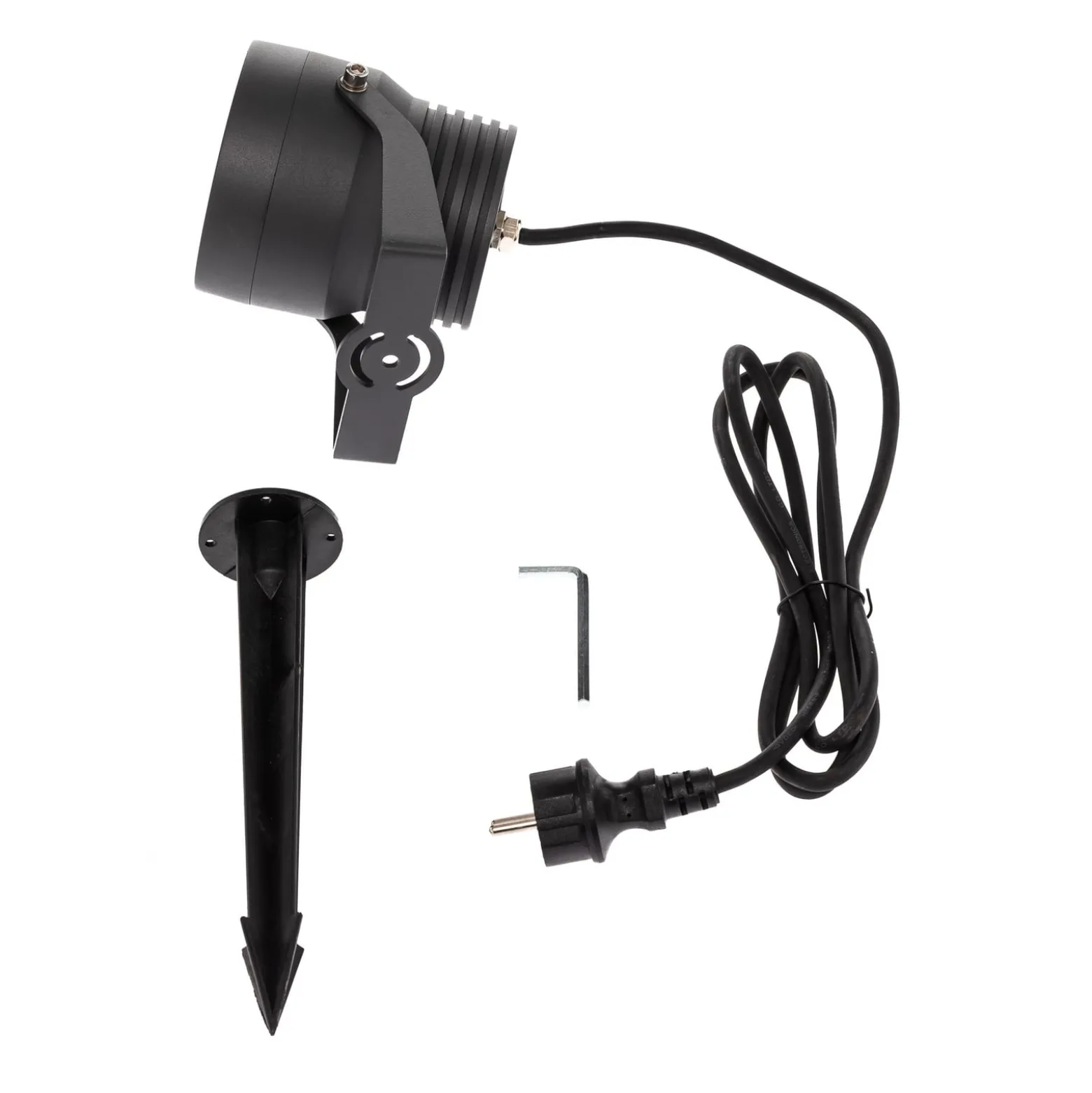 LED-Außenstrahler Irina, 3er-Set, Erdspieß, Stecker, grau