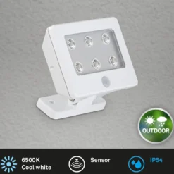 LED-Außenstrahler Kollig mit Sensor, IP54, weiß