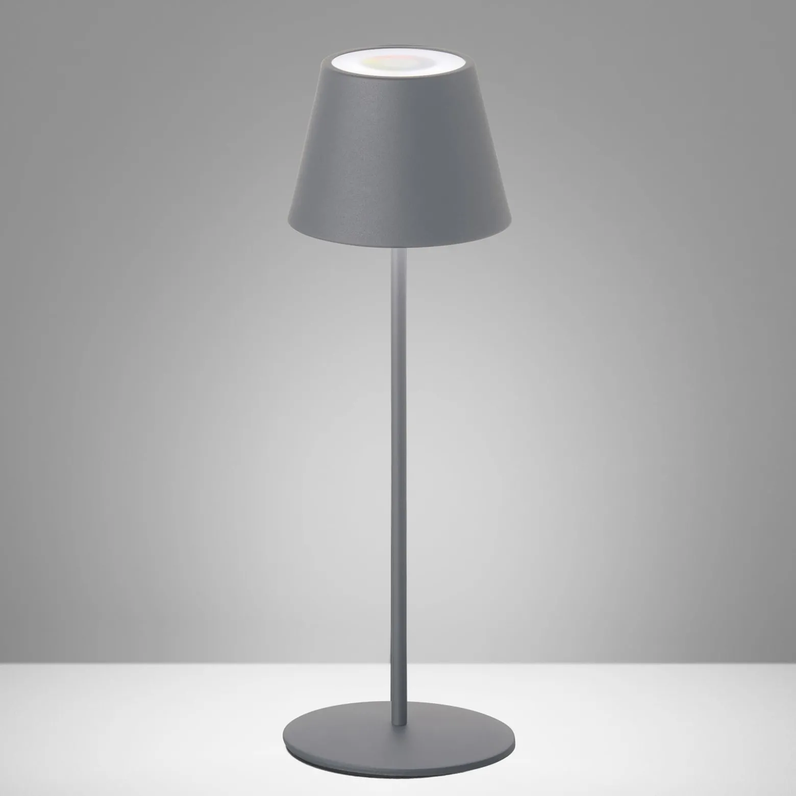 LED-Außentischlampe Cosenza mit Akku RGBW sandgrau