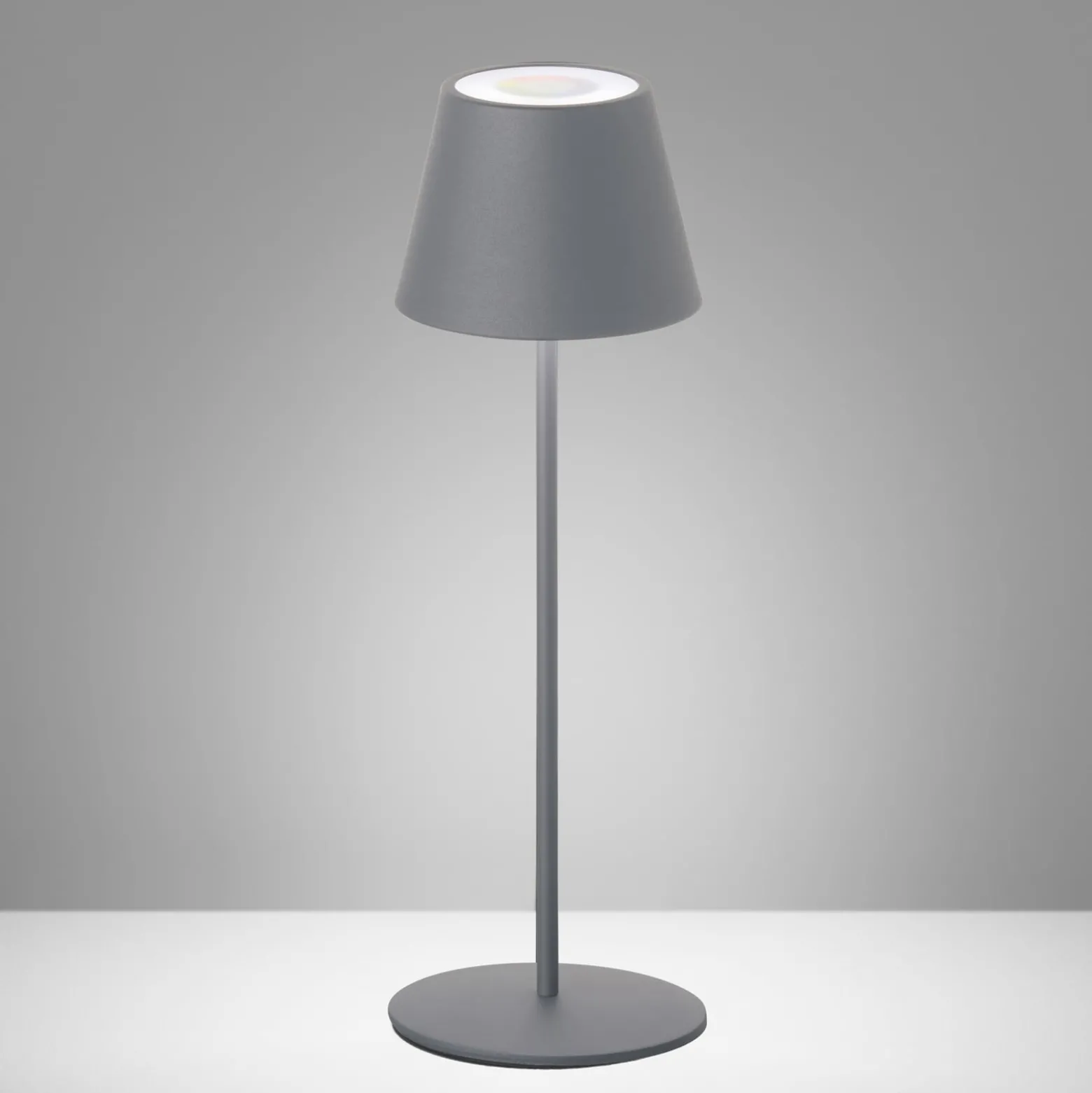 LED-Außentischlampe Cosenza mit Akku RGBW sandgrau