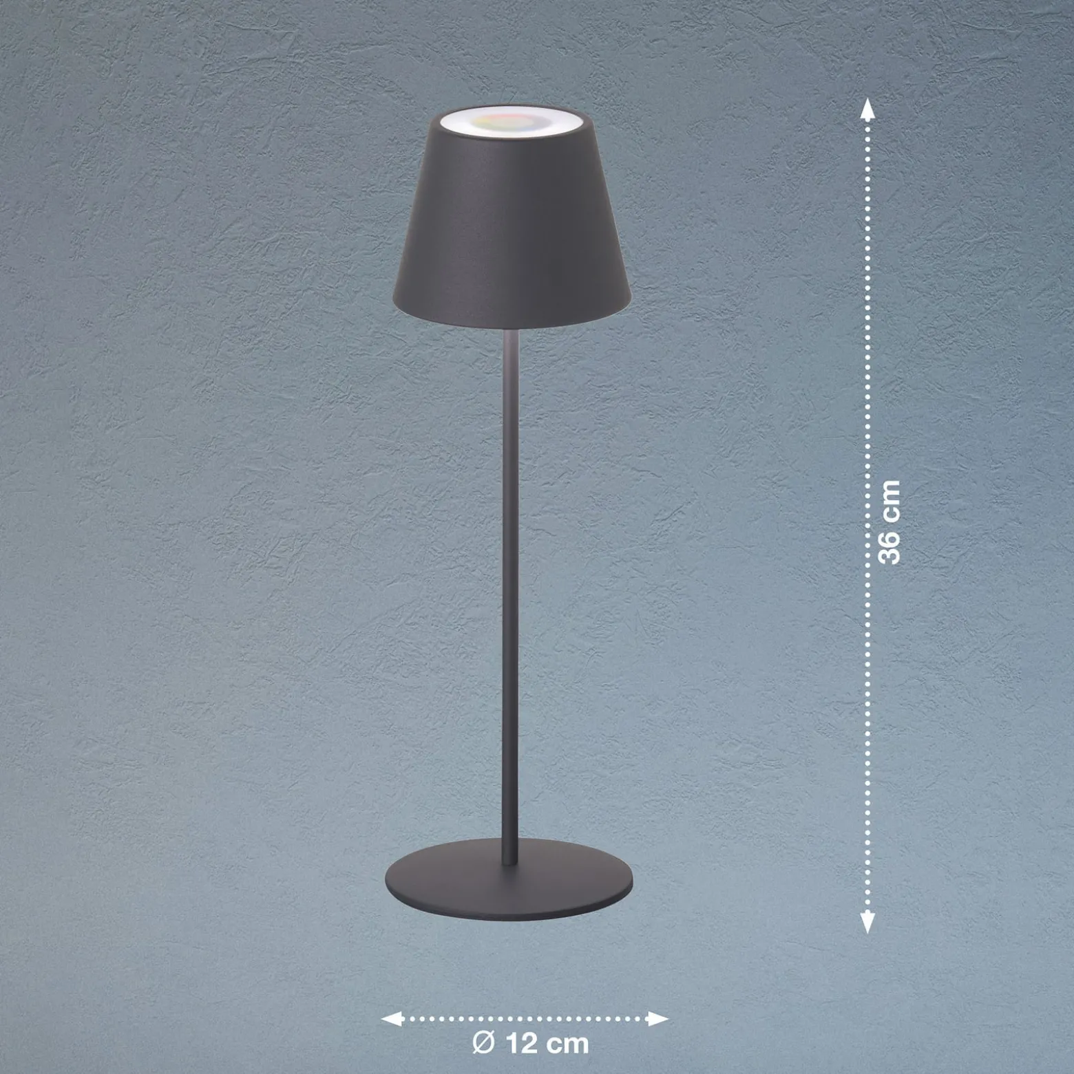 LED-Außentischlampe Cosenza mit Akku RGBW sandgrau