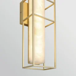 LED-Außenwandlampe BLAKLEY, gold/alabaster, Höhe 61 cm, IP44