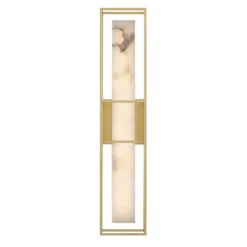 LED-Außenwandlampe BLAKLEY, gold/alabaster, Höhe 61 cm, IP44