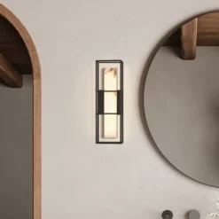 LED-Außenwandlampe BLAKLEY schwarz/alabaster Höhe 41 cm IP44
