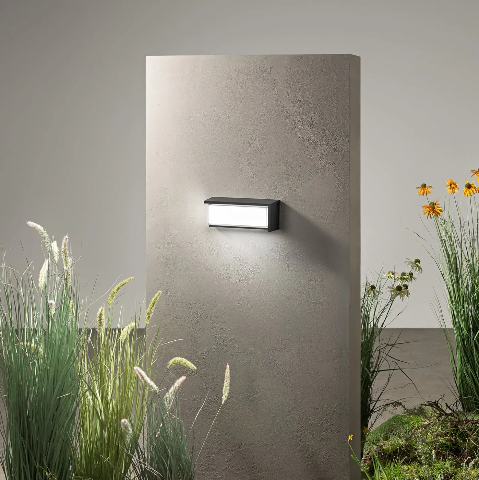 LED-Außenwandlampe BLOCK, schwarz, 32 cm Kunststoff, CCT